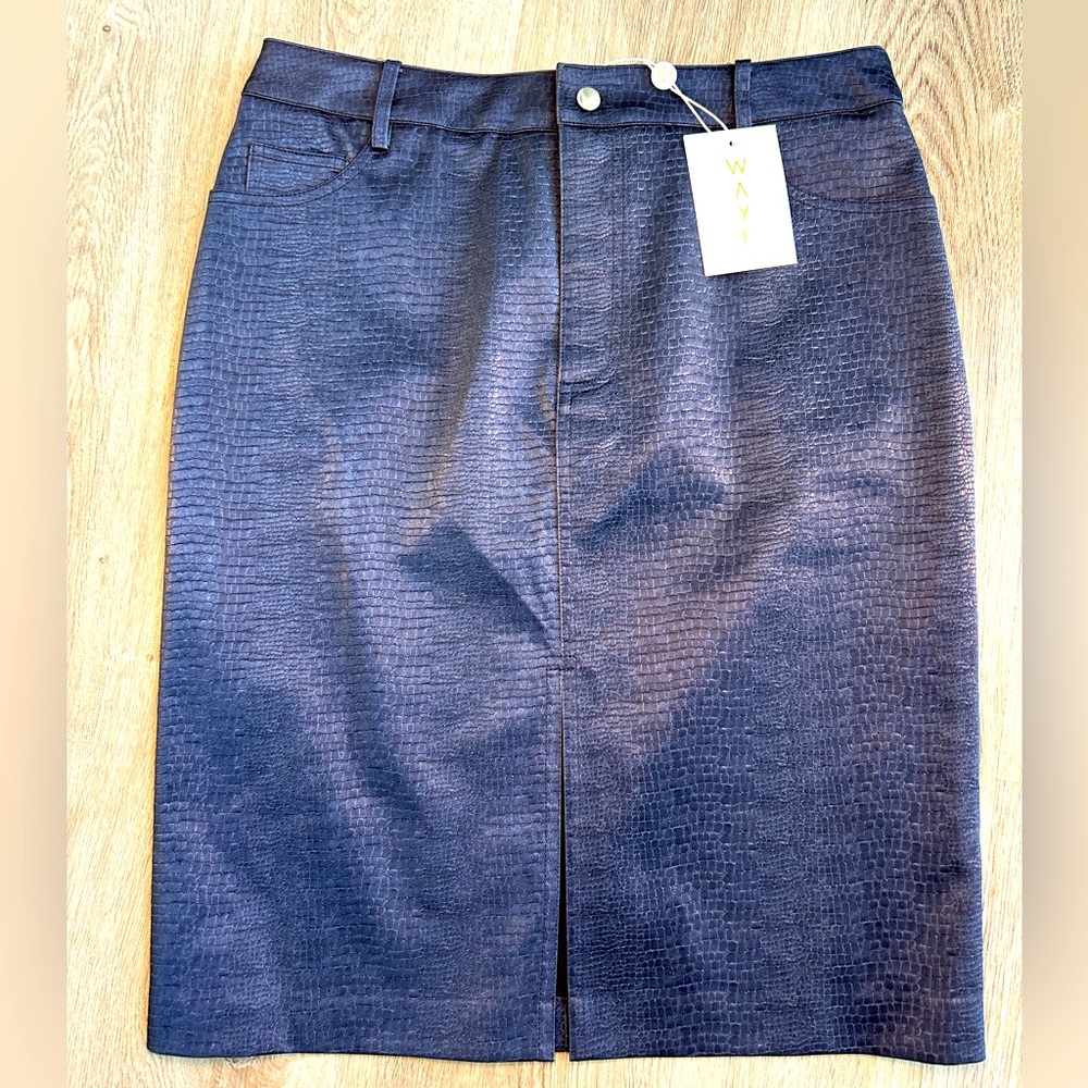 WAYF Embossed Faux Leather Pencil Skirt